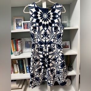 SALE: 3/$25 - Taylor Blue, White Sleeveless A-line Dress - Like-new - size 10